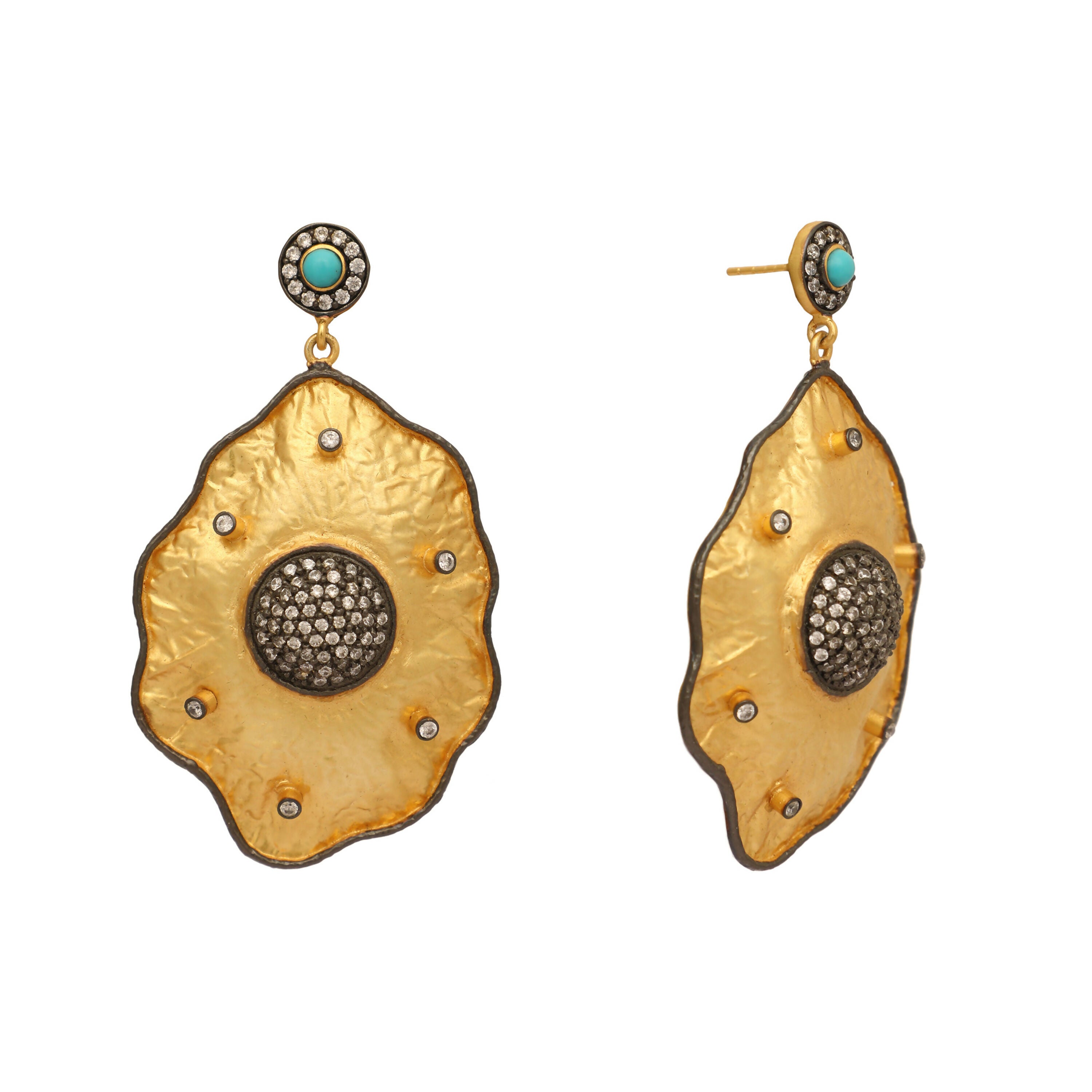 Nuyug 18k Gold-Plated American Diamond Studded Anti Tarnish Contemporary Dangler Earrings
