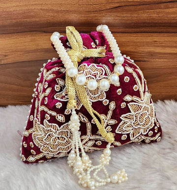 Joban Fashion Potli Bags - Wine - Distacart