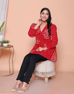 Thumbnail for Miravan Womens Red Bandhani Printed Cotton Butterfly Design Top - Dista