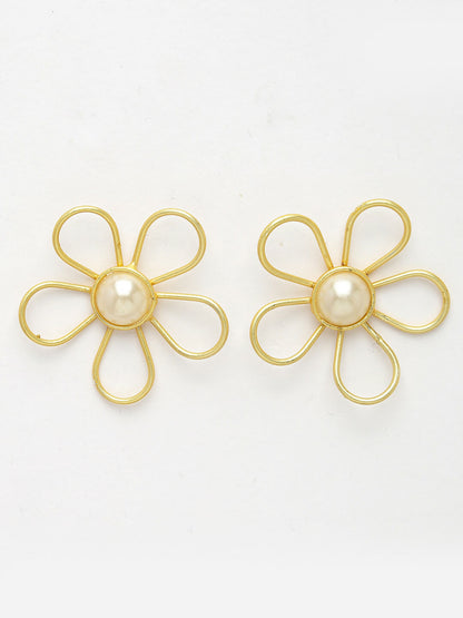 NVR Women's Gold Floral Shape Beaded Handcrafted Jewellery Set - Distacart