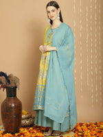 Thumbnail for Jyoti Fashion Women's Yellow Chanderi Silk Elegant Jardoshi Kurta with Trouser & Dupatta - Distacart