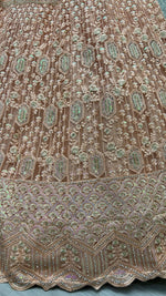 Thumbnail for Jyoti Fashion Women's Peach Heavy Net Fancy Dori, Multi Thread, Rainbow Sequins and Diamond Work Wedding Lehenga Choli - Distacart