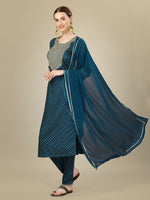 Thumbnail for Jyoti Fashion Women's Morpich Silk Blend Embroidery & Sequence work Kurta with Trouser & Dupatta - Distacart