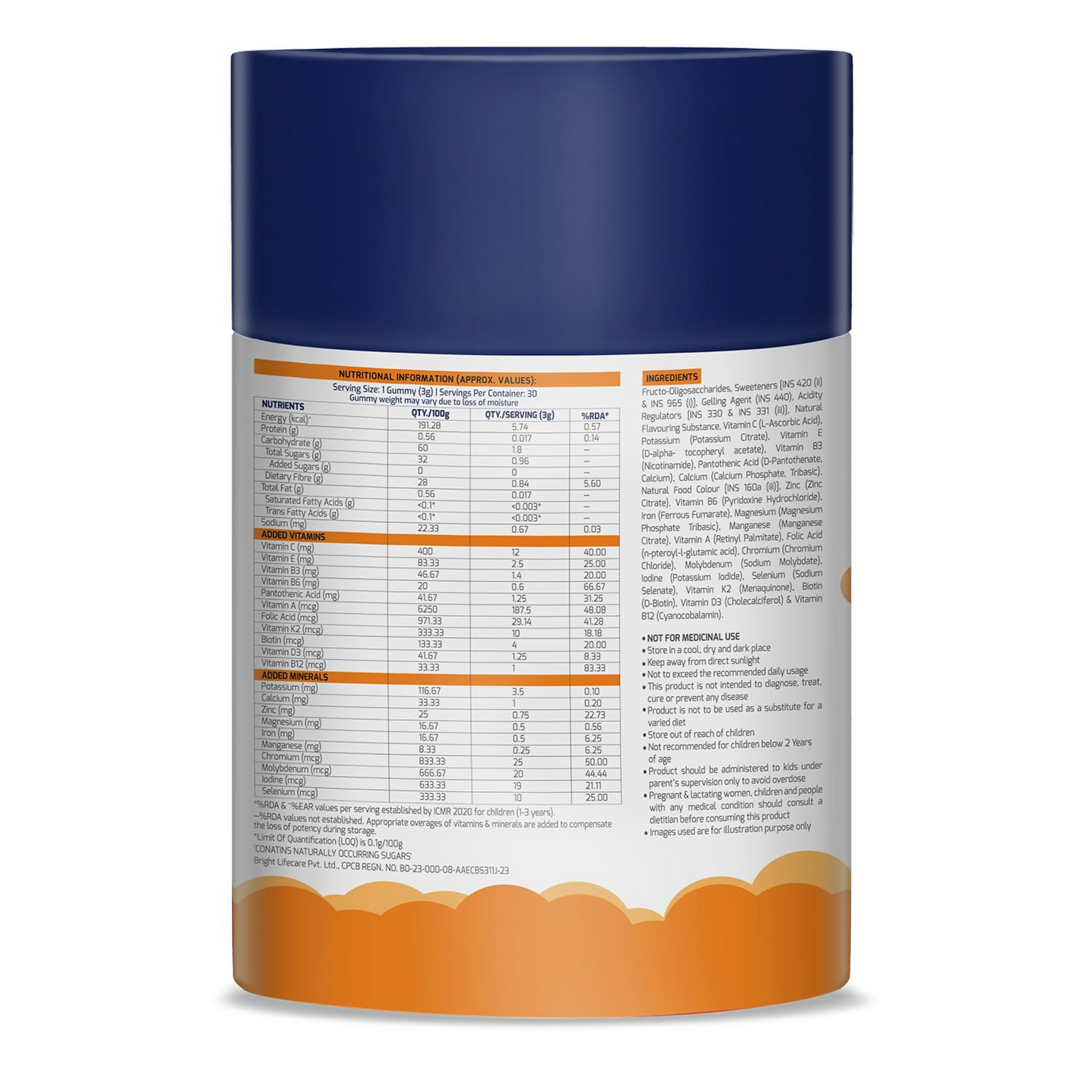 Gritzo Super Gummies, Multivitamin for Kids (Natural Orange Flavour) - Distacart