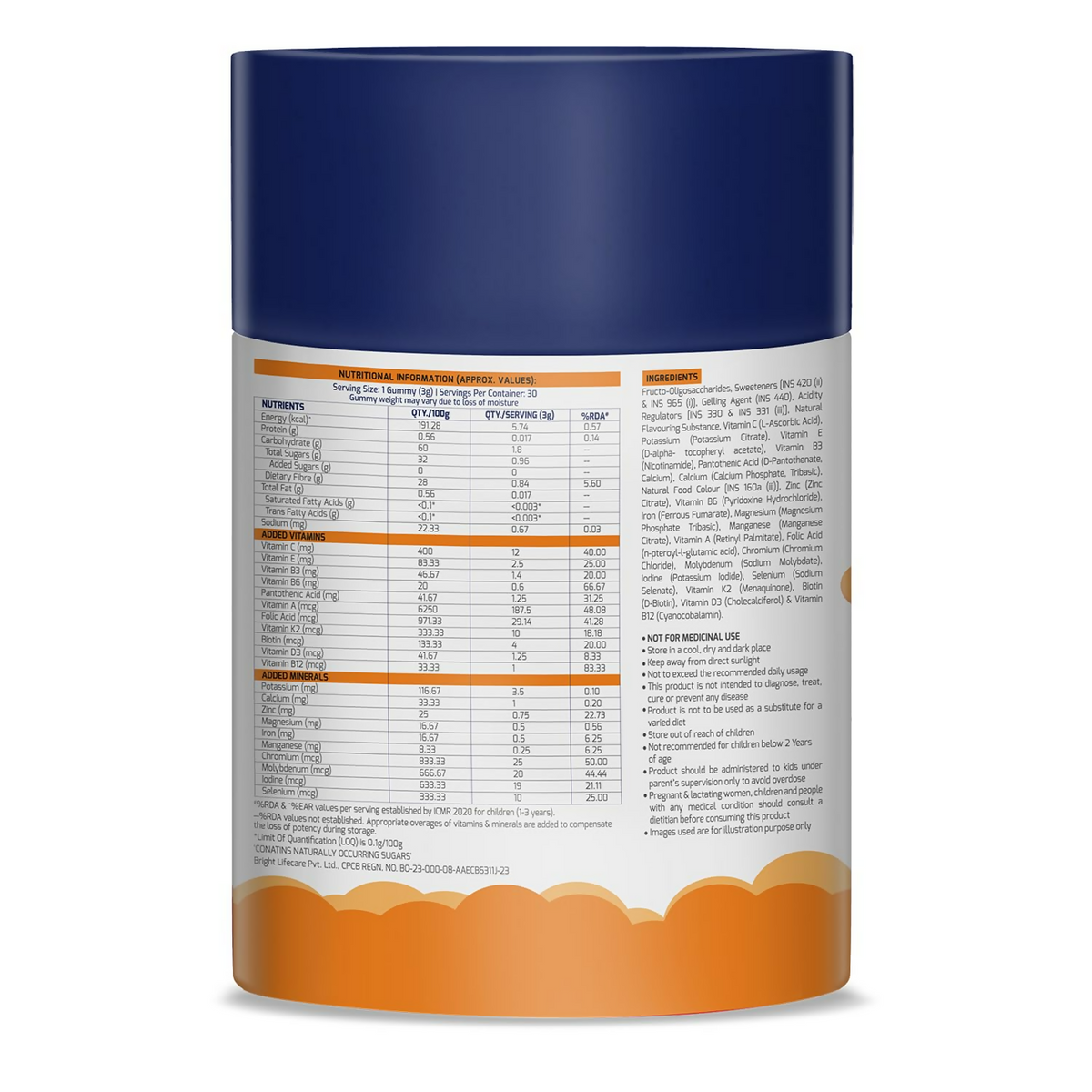 Gritzo Super Gummies, Multivitamin for Kids (Natural Orange Flavour) - Distacart