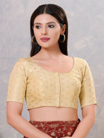 Thumbnail for Joban Fashion Women Silk Light-Gold Stitched Blouse - Distacart