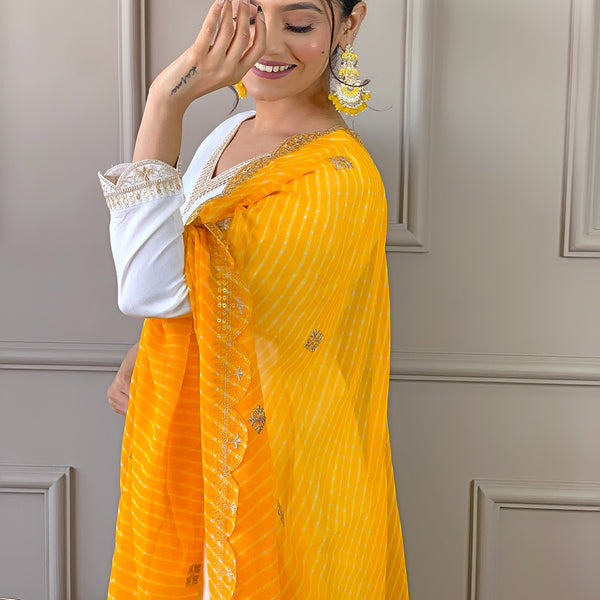 The52 Women's Gorgeous Embroidery Chandrei Fabric Straight Kurta, Pant and Dupatta Set - Distacart