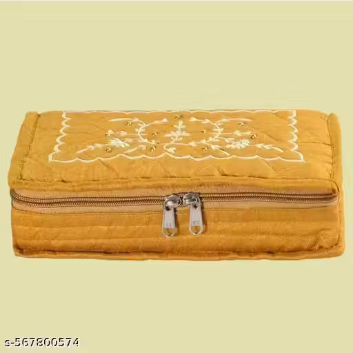 Asmaani 7 Pocket Yellow Embroidery Jewellery Kit - Distacart