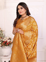 Thumbnail for Anaita Yellow Soft Satin Silk Bandhej Print Saree With Kanchi Zari Weaving Border - Distacart
