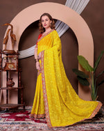 Thumbnail for Teeya Creation Yellow Color Georgette Fabric Chikankari Work Saree - Distacart