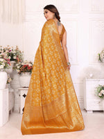 Thumbnail for Anaita Yellow Soft Satin Silk Bandhej Print Saree With Kanchi Zari Weaving Border - Distacart