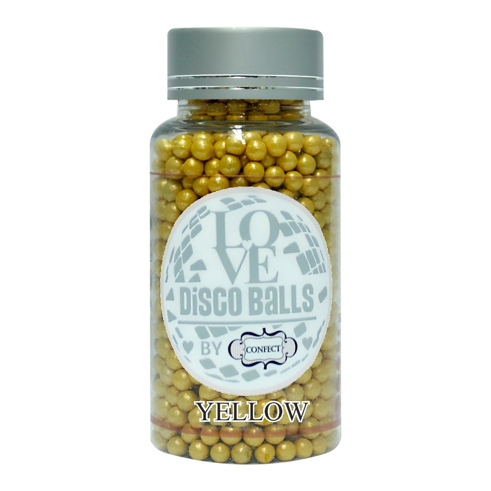 confect yellow disco balls sprinkles 4 mm 120 gms