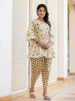 Thumbnail for Yufta Yellow Gotta Patti Kurti with Dhoti Pants Set
