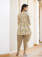 Thumbnail for Yufta Yellow Gotta Patti Kurti with Dhoti Pants Set