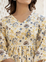 Thumbnail for Yufta Yellow Gotta Patti Kurti with Dhoti Pants Set