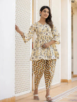 Thumbnail for Yufta Yellow Gotta Patti Kurti with Dhoti Pants Set