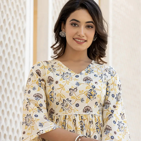 Yufta Yellow Gotta Patti Kurti with Dhoti Pants Set - Distacart
