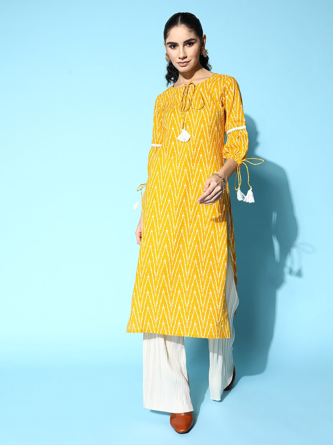Yufta Yellow Printed Kurta - Distacart