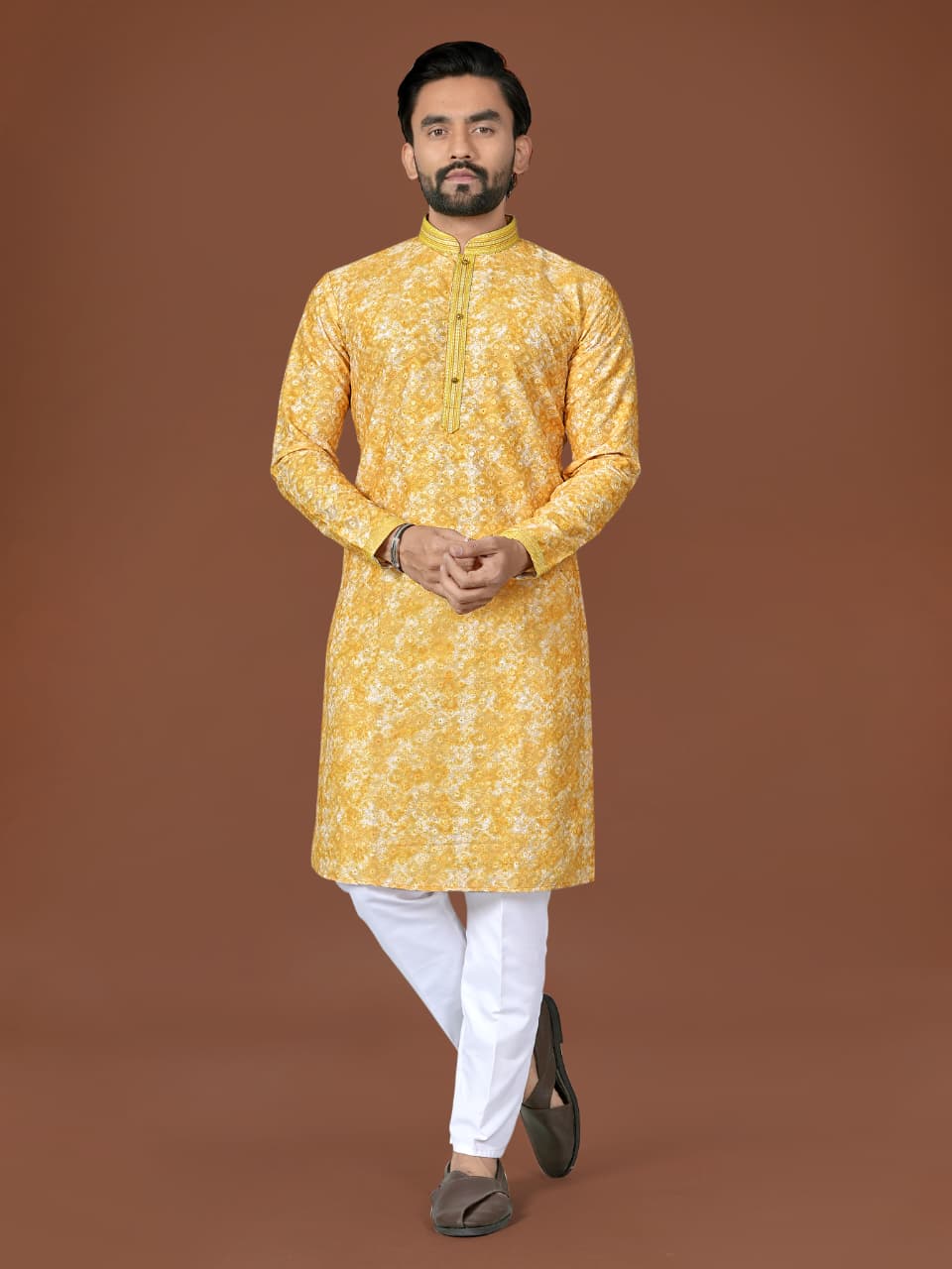 Anaita Yellow Lucknowi Silk Straight Kurta - Distacart