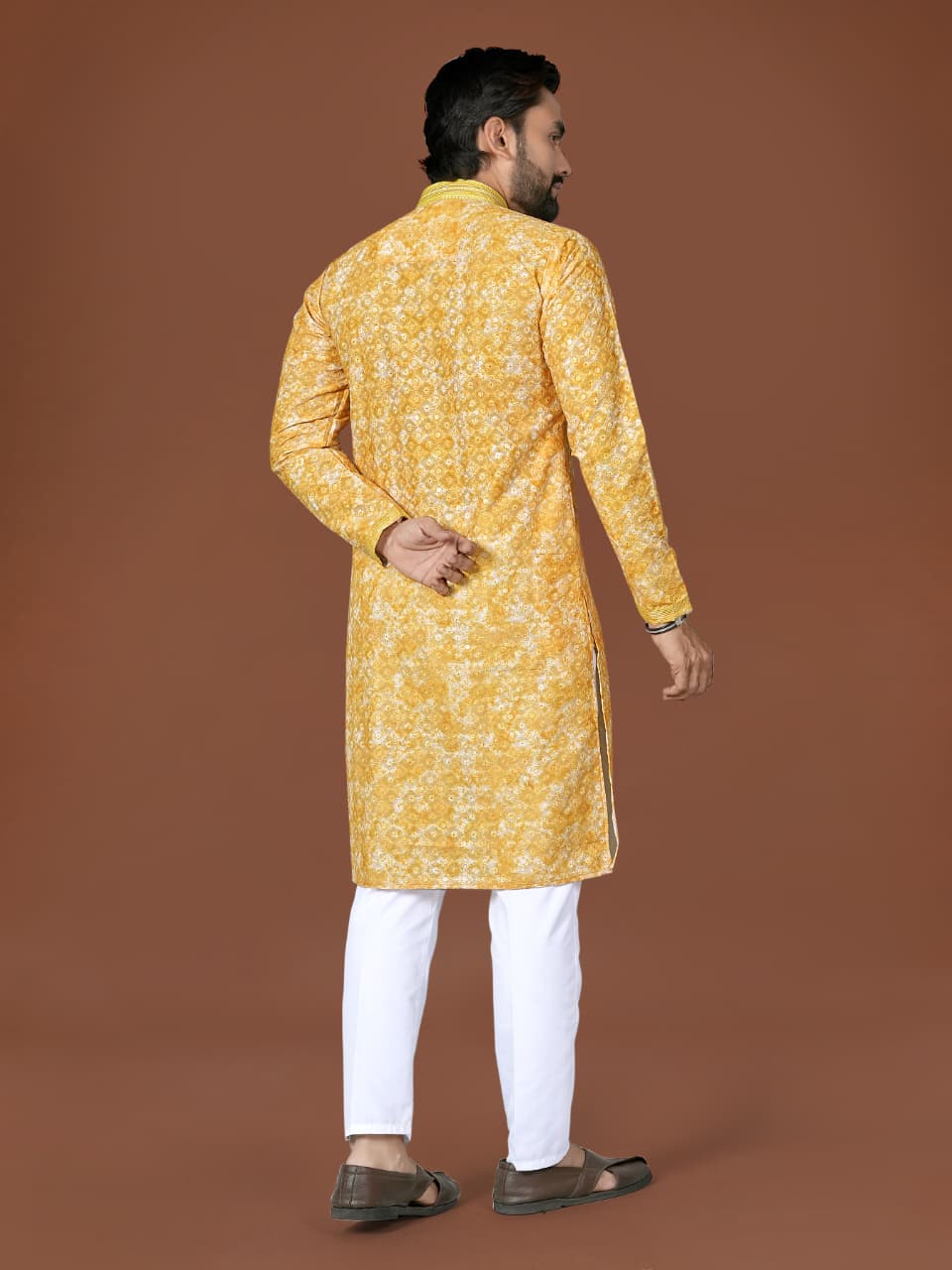 Anaita Yellow Lucknowi Silk Straight Kurta - Distacart