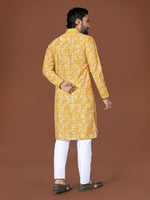 Thumbnail for Anaita Yellow Lucknowi Silk Straight Kurta - Distacart
