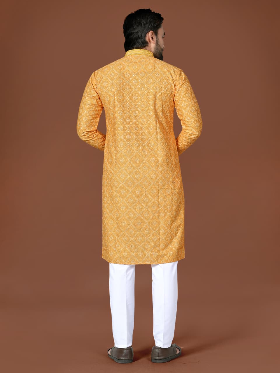 Anaita Yellow Lucknowi Silk Straight Kurta - Distacart