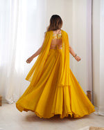 Thumbnail for Lorenvalley Yellow Faux Georgette Stitched Lehenga Embroidery Blouse with Dupatta - Distacart