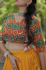 Thumbnail for Lorenvalley Yellow Premium Rayon Lehenga with Georgette Embroidered Traditional Thread work Choli - Distacart