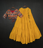 Thumbnail for Lorenvalley Yellow Premium Rayon Lehenga with Georgette Embroidered Traditional Thread work Choli - Distacart