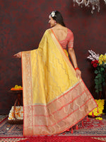 Thumbnail for Lorenvalley Fashion Yellow Soft Katan Silk Woven Design Zari Weaving Pallu Saree - Distacart