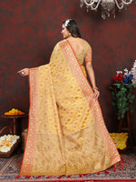 Thumbnail for Lorenvalley Fashion Yellow Soft Katan Silk Woven Design Rich Zari Weaving Pallu Saree - Distacart
