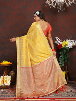 Thumbnail for Lorenvalley Fashion Yellow Soft Katan Silk Woven Design Zari Weaving Pallu Saree - Distacart