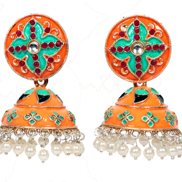 Elite Trading Yellow Meenakari jhumka-Big Size - Distacart