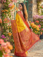 Thumbnail for Anaita Yellow Pochampally Printed Saree With Blouse - Distacart