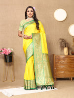 Thumbnail for Lorenvalley Fashion Yellow Soft Silk weaving Design Rich Zari Weaving Saree - Distacart