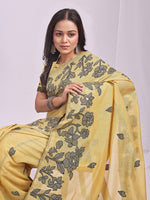 Thumbnail for Anaita Yellow Linen Printed Saree With Blouse - Distacart