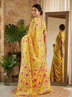 Thumbnail for Anaita Yellow Linen Woven Work Saree With Blouse - Distacart
