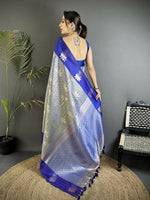 Thumbnail for Joban Fashion Grey Intricate Zari Weaving Soft Silk Dharmavaram Saree - Dista