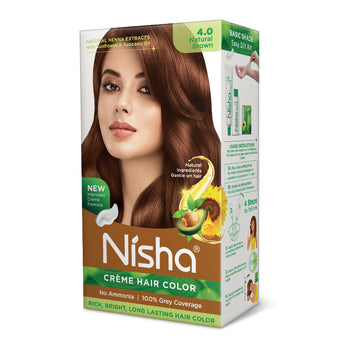Nisha Creme Hair Color for Women & Men - Natural Brown - Distacart
