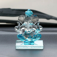 Thumbnail for eCraftIndia SkyBlue and Transparent Double Sided Crystal Car Ganesha Showpiece - Distacart