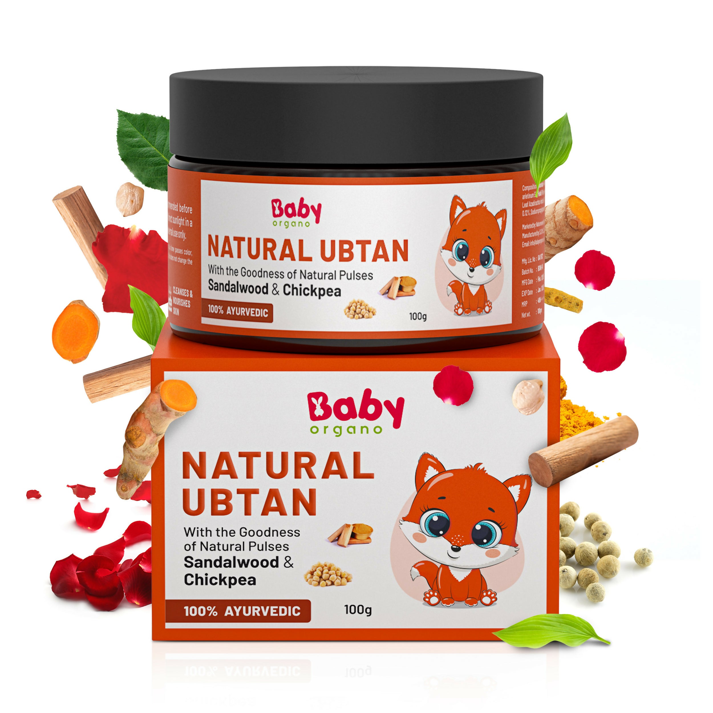 Babyorgano Natural Ubtan Face Pack, Skin Lightening and Tan Removal For Babies - Distacart