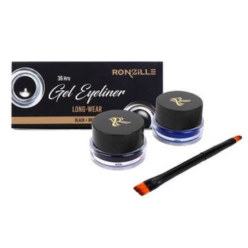 Ronzille 36Hr Waterproof And Smudge Proof Long Wear Gel Eyeliner With Brush - Black And Blue - Dista