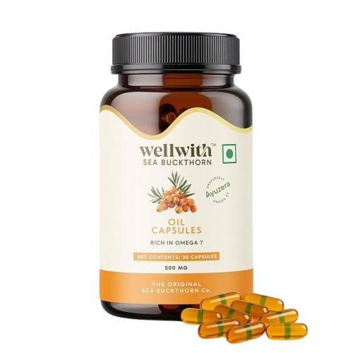 Wellwith Sea Buckthorn Berry Oil Vegan Omega 7 500mg, Softgels Capsules - Distacart