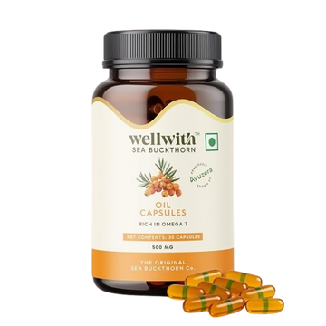 Wellwith Sea Buckthorn Berry Oil Vegan Omega 7 500mg, Softgels Capsules - Distacart