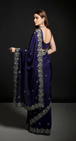 Thumbnail for Joban Fashion Blue Fandy Satin Silk Party Wear Sarees - Distacart