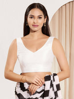 Thumbnail for Joban Fashion White Mulberry Silk Padded Blouse With Round Neck Sleeveless - Distacart