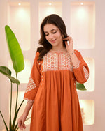 Thumbnail for The52 Women's Beautiful Viscose Rayon Fabric Thread Work Flared Kurta Pant Set - Distacart