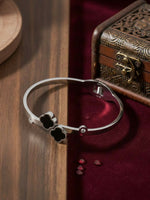 Thumbnail for NVR Women Silver Plated Black Cuff Bracelet - Distacart
