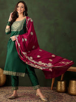 Thumbnail for Sangria Woven Design Kurta & Trouser With Dupatta