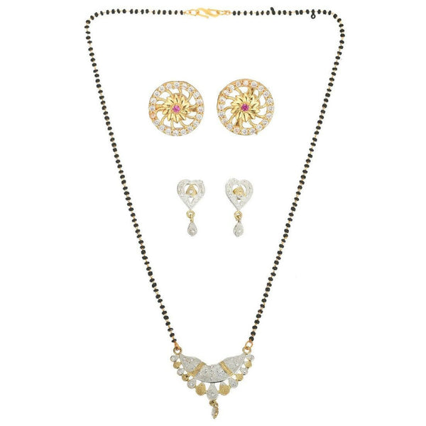 AanyaCentric Gold Plated Mangalsutra with Pendant, 2 Pair Earrings - Distacart